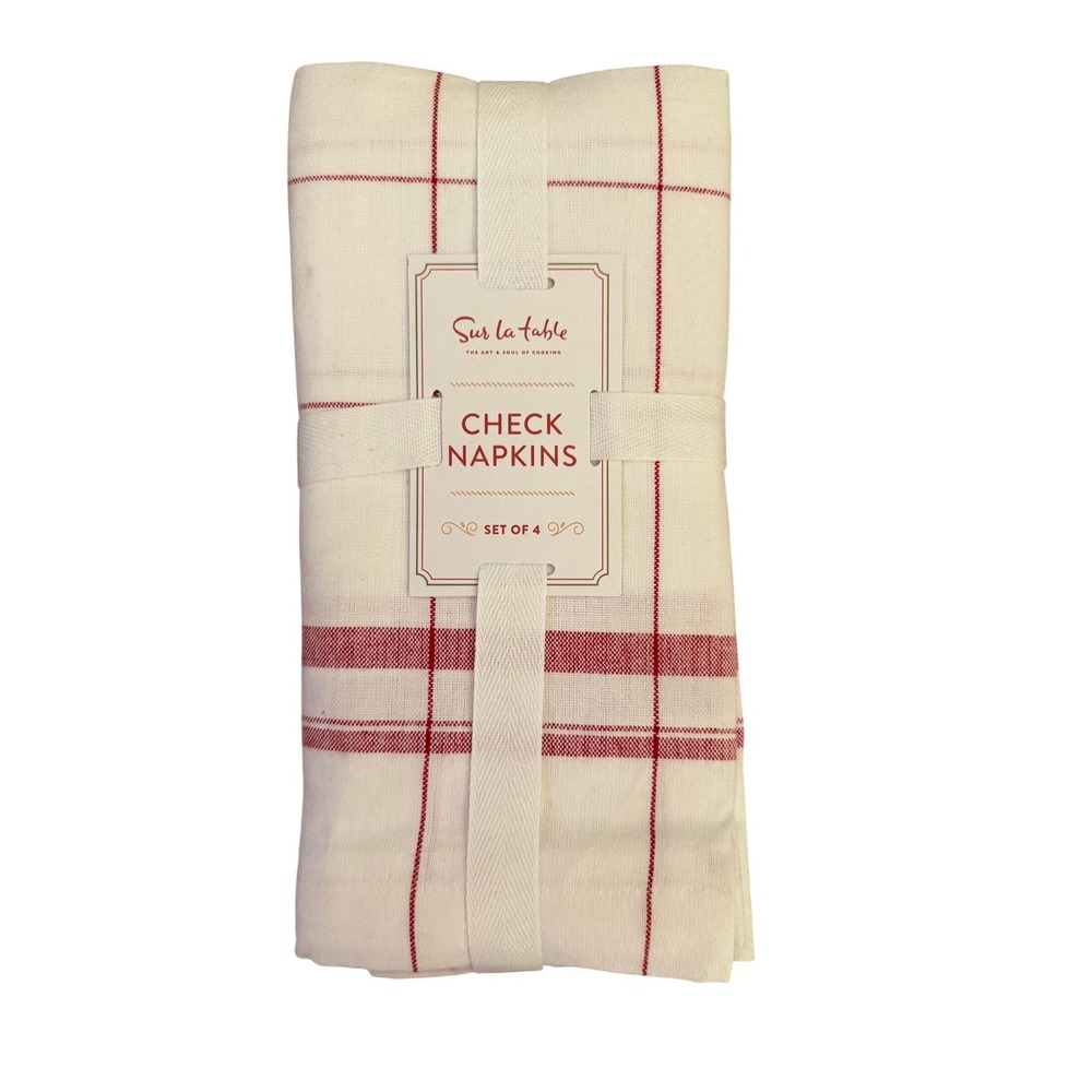 Sur La Table Red Gingham Check Napkins Set of 4 100 Cotton Cafe Kitchen Dining